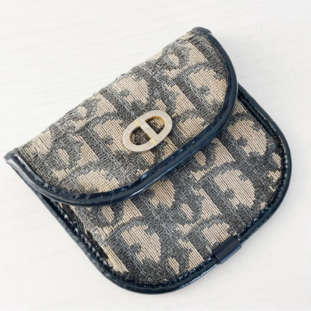 Christian Dior vintage blue trotter monogram canvas pouch